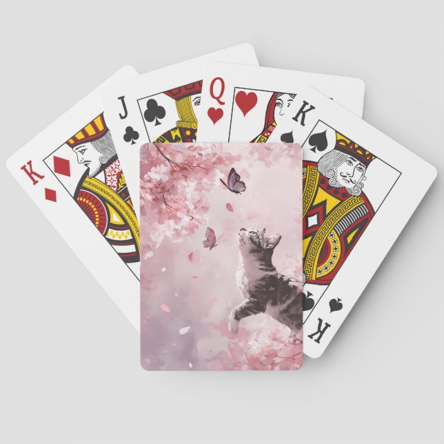 Jeu De Cartes Chat Fleur de Cerisier et Papillons (7) (dos)