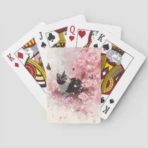 Jeu De Cartes Chat Fleur de Cerisier et Papillons (8)