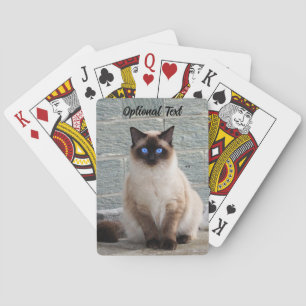 Jeu De Cartes Chat Fluffy Personnalisé avec des Yeux Bleus