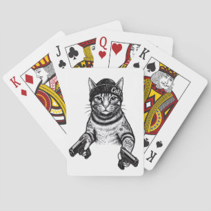 Jeu De Cartes Chat gangster tatoué Art Kitty Streetwear Cool