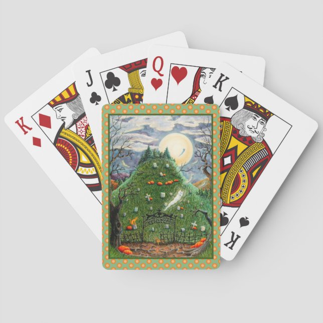 JEU DE CARTES CHAT GHOSES DANS NEUF CIMETIÈRE DE VIE, ART FOLK É (dos)