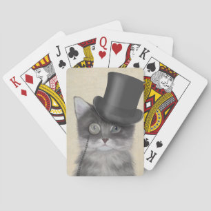 Jeu De Cartes Chat gris avec chapeau supérieur