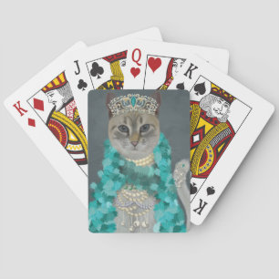 Jeu De Cartes Chat gris   Orné De Portrait De Cloches