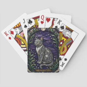 Jeu De Cartes Chat Jardin Clair de Lune Illumina Vitrail