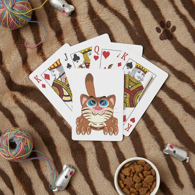 Jeu De Cartes Chat jouant avec Big Blue yeux amusant Whimsical K (Créateur téléchargé)