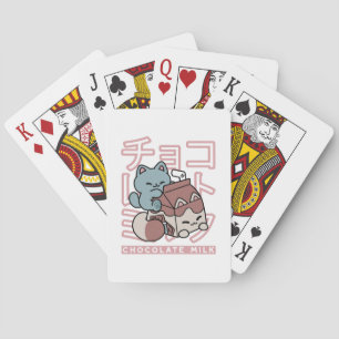 Jeu De Cartes Chat Kawaii avec du Lait au Chocolat – Pop Art Jap