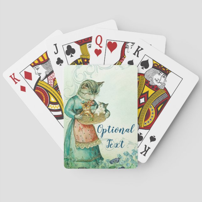 Jeu De Cartes Chat maman vintage avec chatons (dos)