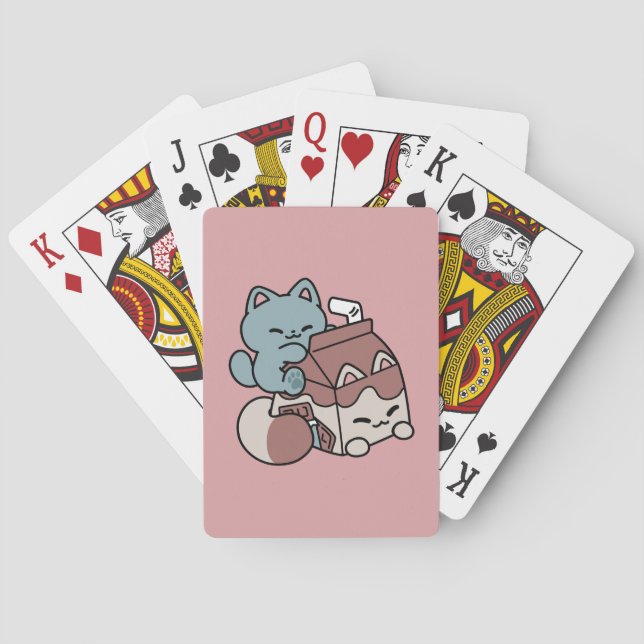 Jeu De Cartes Chat Mignon Lait Chocolat – Boisson Confortable et (dos)
