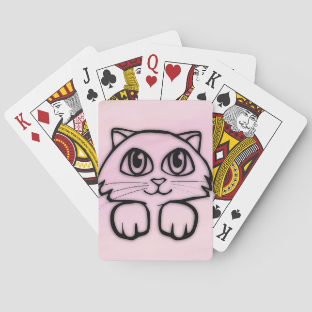 Jeu De Cartes Chat mignon qui regarde rose (dos)
