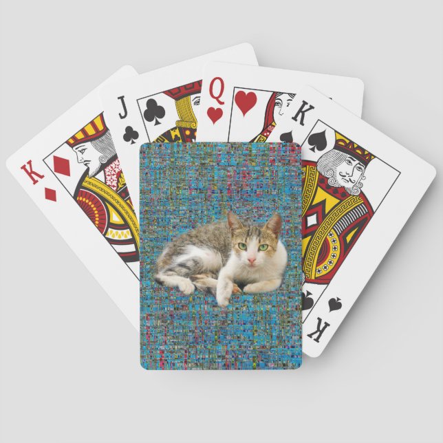 Jeu De Cartes Chat mignon sur arrière - plan abstrait (dos)
