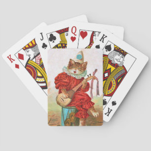 Jeu De Cartes Chat musical clown vintage mandoline tambour Pl