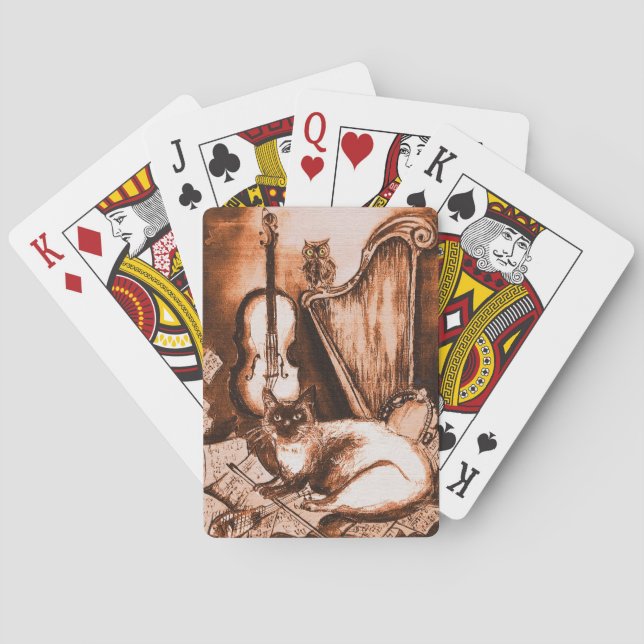Jeu De Cartes CHAT MUSICAL Sépia Brown et blanc (dos)