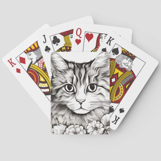 Jeu De Cartes Chat Nature paisible Prairie Sketch Style de dessi (dos)