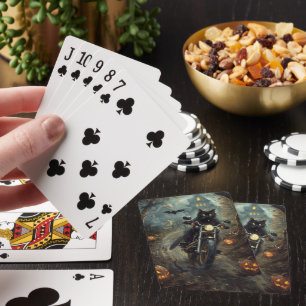 Jeu De Cartes Chat Noir à Moto Halloween Épouvantable