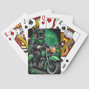 Jeu De Cartes Chat noir conduisant un vélo la Saint-Patrick