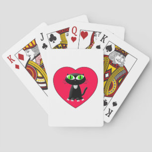 Jeu De Cartes Chat noir dans le coeur rouge