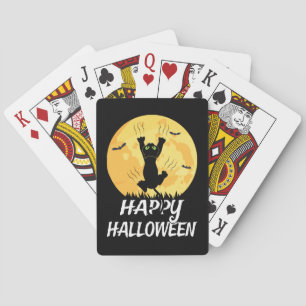 Jeu De Cartes Chat noir drôle Lune Joyeux Halloween