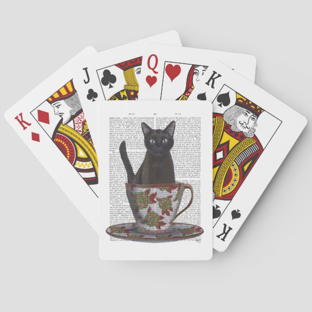 Jeu De Cartes Chat noir en Teacup (dos)