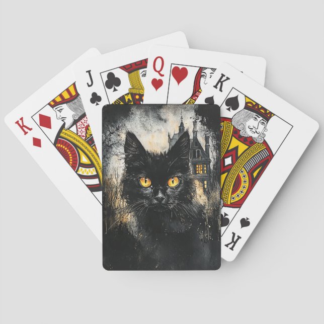 Jeu De Cartes Chat noir et une maison hantée Jeu de carte Deck (dos)