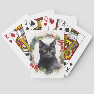 Jeu De Cartes Chat noir Fête de couronnes de Noël Kitten