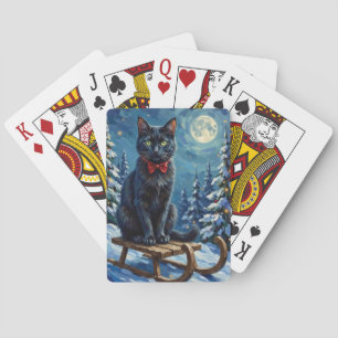 Jeu De Cartes Chat Noir Mystique Enchanté Sled Hiver Noël