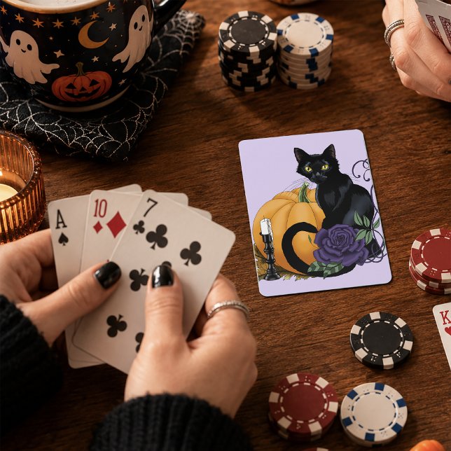 Jeu De Cartes Chat Noir Rose Pourpre Citrouille Automne (Créateur téléchargé)