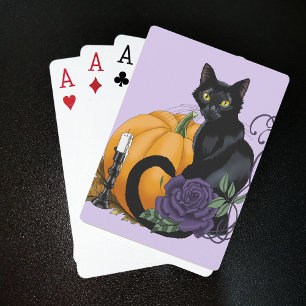 Jeu De Cartes Chat Noir Rose Pourpre Citrouille Automne