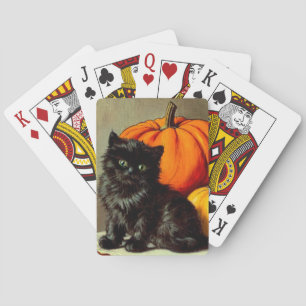 Jeu De Cartes Chat noir vintage d'Halloween et Citrouilles