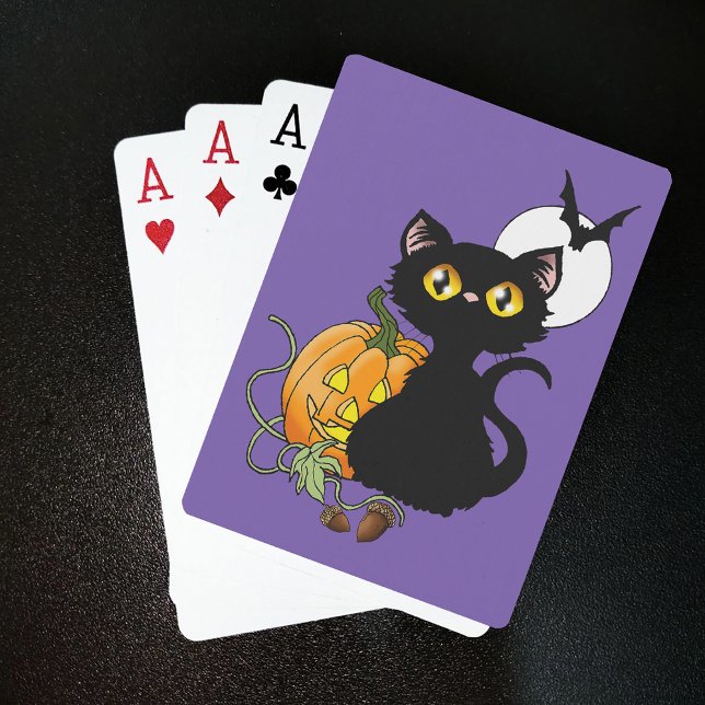 Jeu De Cartes Chat noir violet Citrouille d'Halloween (Créateur téléchargé)