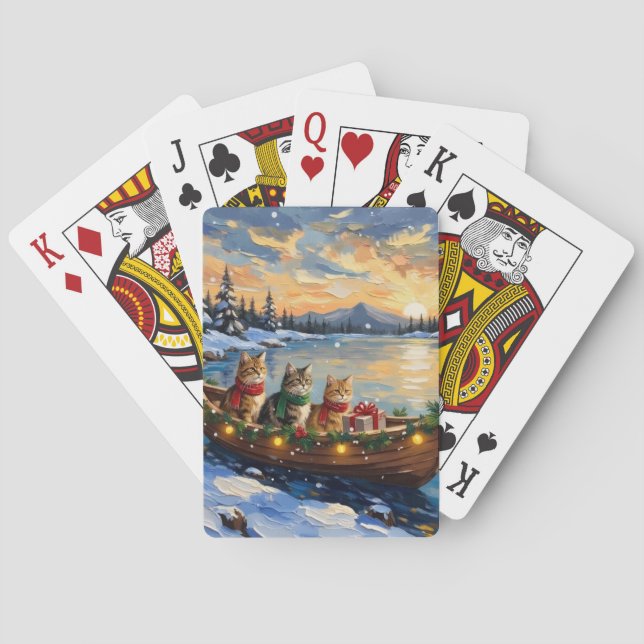 Jeu De Cartes Chat Persan Noël Bateau Fêtes (dos)