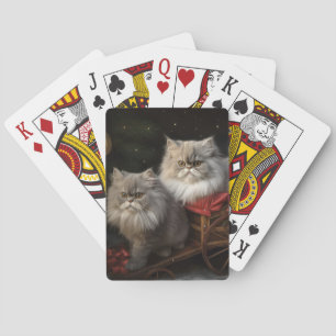 Jeu De Cartes Chat Persan Sleigh enneigé Décor de Noël