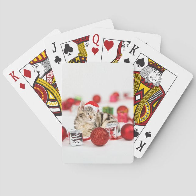 Jeu De Cartes Chat portant le chapeau rouge du Père Noël (dos)
