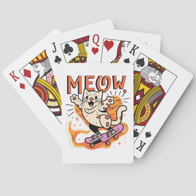 Jeu De Cartes Chat qui fait du skate Meow (dos)