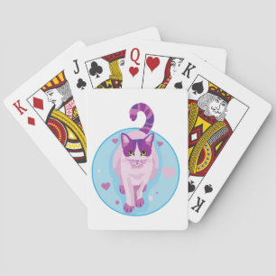 JEU DE CARTES CHAT ROSE ET PURPLE DANS UN CERCLE CIEL AVEC L'ORE