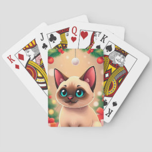 Jeu De Cartes Chat siamois adorable avec décorations de Noël