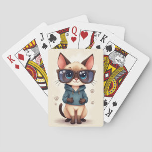 Jeu De Cartes Chat Siamois Drôle Kawaii