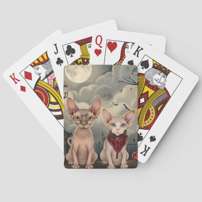 Jeu De Cartes Chat Sphynx Halloween Effrayant (dos)