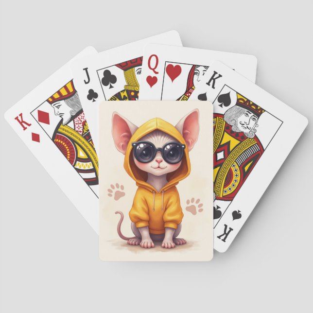 Jeu De Cartes Chat Sphynx Kawaii Drôle (dos)