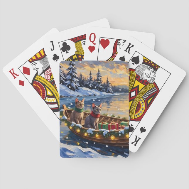 Jeu De Cartes Chat Sphynx Noël Bateau Fêtes (dos)