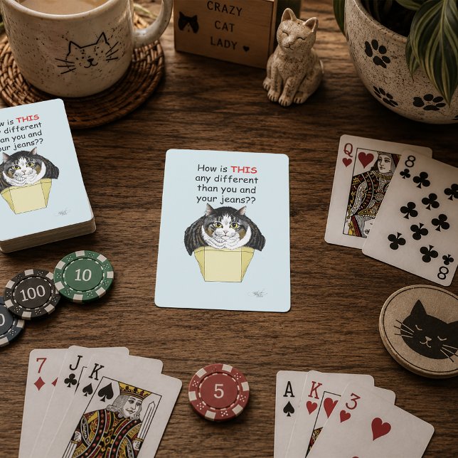 Jeu De Cartes Chat Tabby Gros Drôle Boîte (Créateur téléchargé)