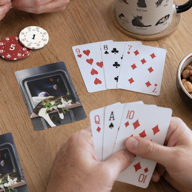 Jeu De Cartes Chat tabby vaisseau spatial Peluche extraterrestre (Créateur téléchargé)