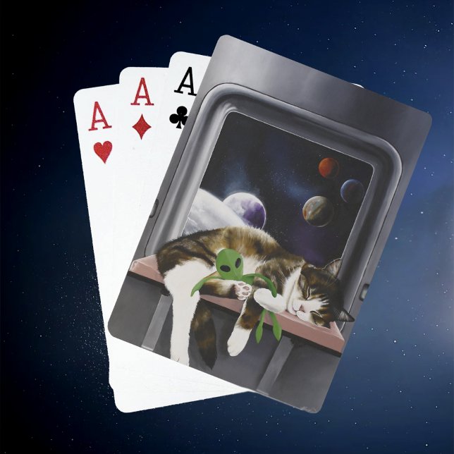 Jeu De Cartes Chat tabby vaisseau spatial Peluche extraterrestre (Créateur téléchargé)
