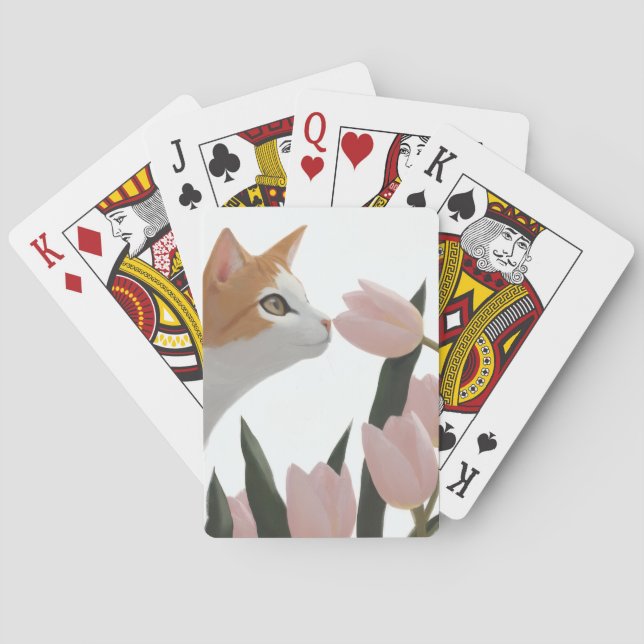 Jeu De Cartes Chat Tigre Orange Amour Tulipe (dos)