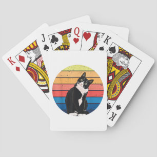 Jeu De Cartes Chat Tuxedo Cadeau Couleurs Rétro pour Amoureux de