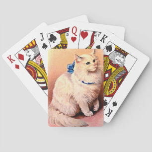 Jeu De Cartes Chat vintage avec Bleu Bow