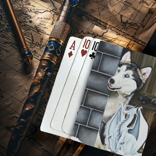 Jeu De Cartes Château de Dragon Fantaisiste Husky Chien Fantaisi