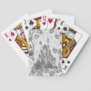 Jeu De Cartes Château de la Fairytale en Niveaux de gris avec fr