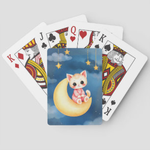 Jeu De Cartes Chaton assis sur la Lune