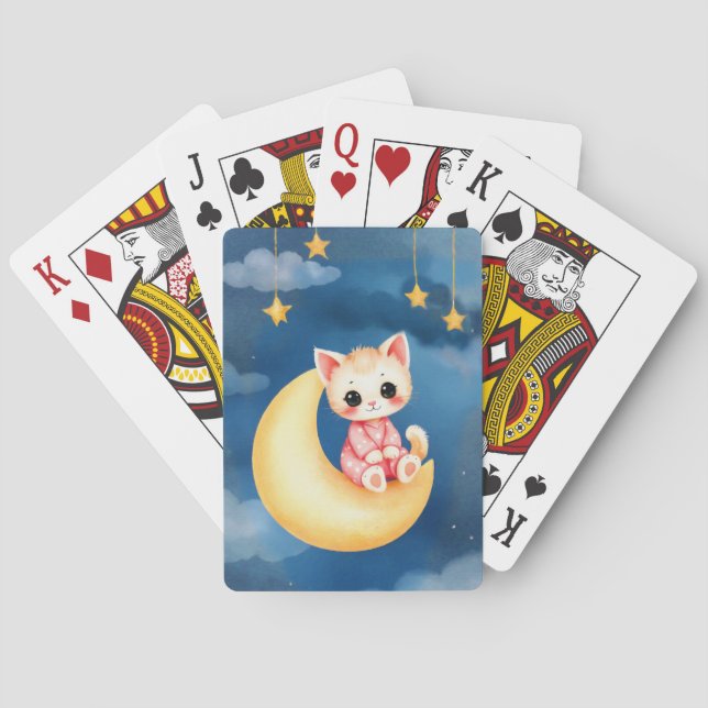 Jeu De Cartes Chaton assis sur la Lune (dos)