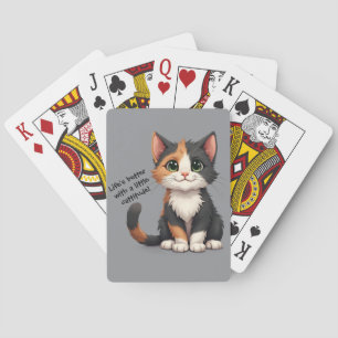 Jeu De Cartes Chaton Calico Fantaisiste avec une Attitude de Cha